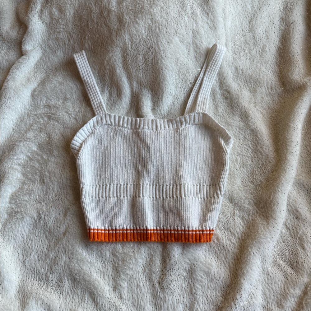 Kendall & Kylie White and Orange Knit Top